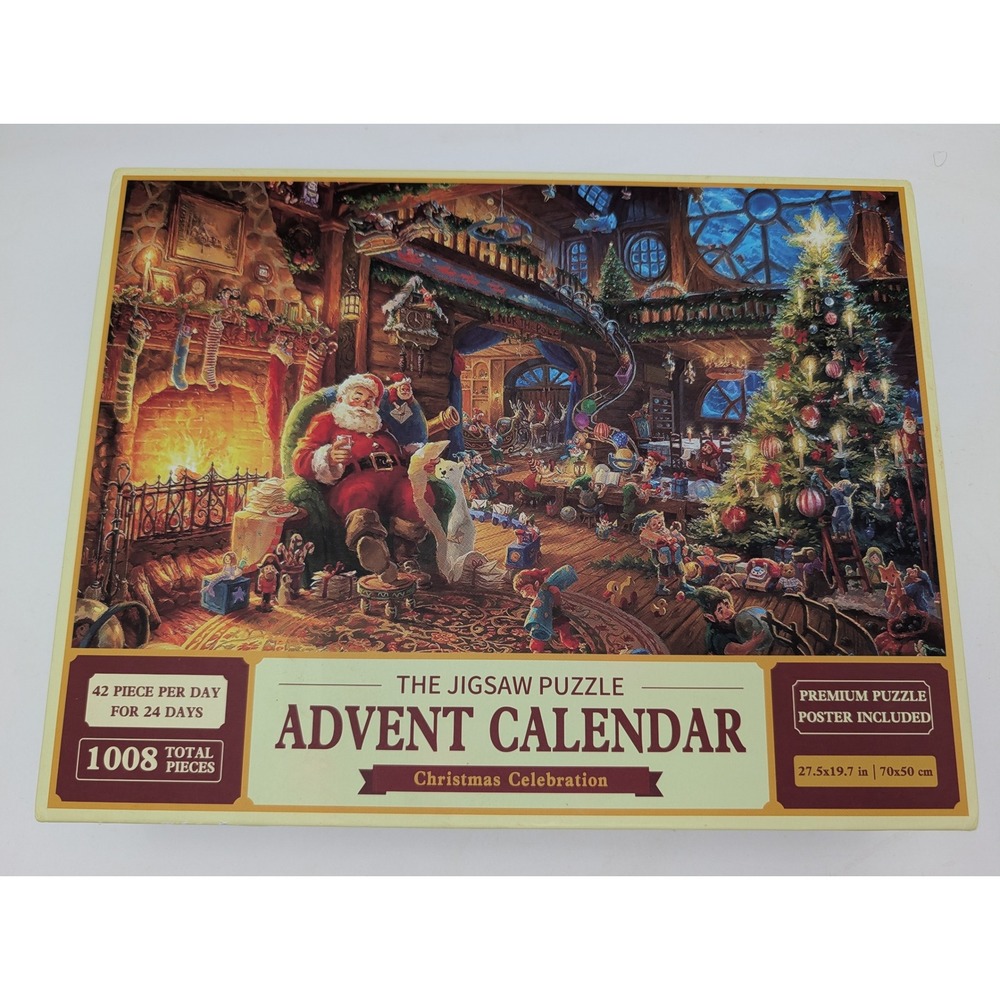 The Jigsaw Puzzle Advent Calendar Christmas Celebration 1008 Piece Santa Lot
